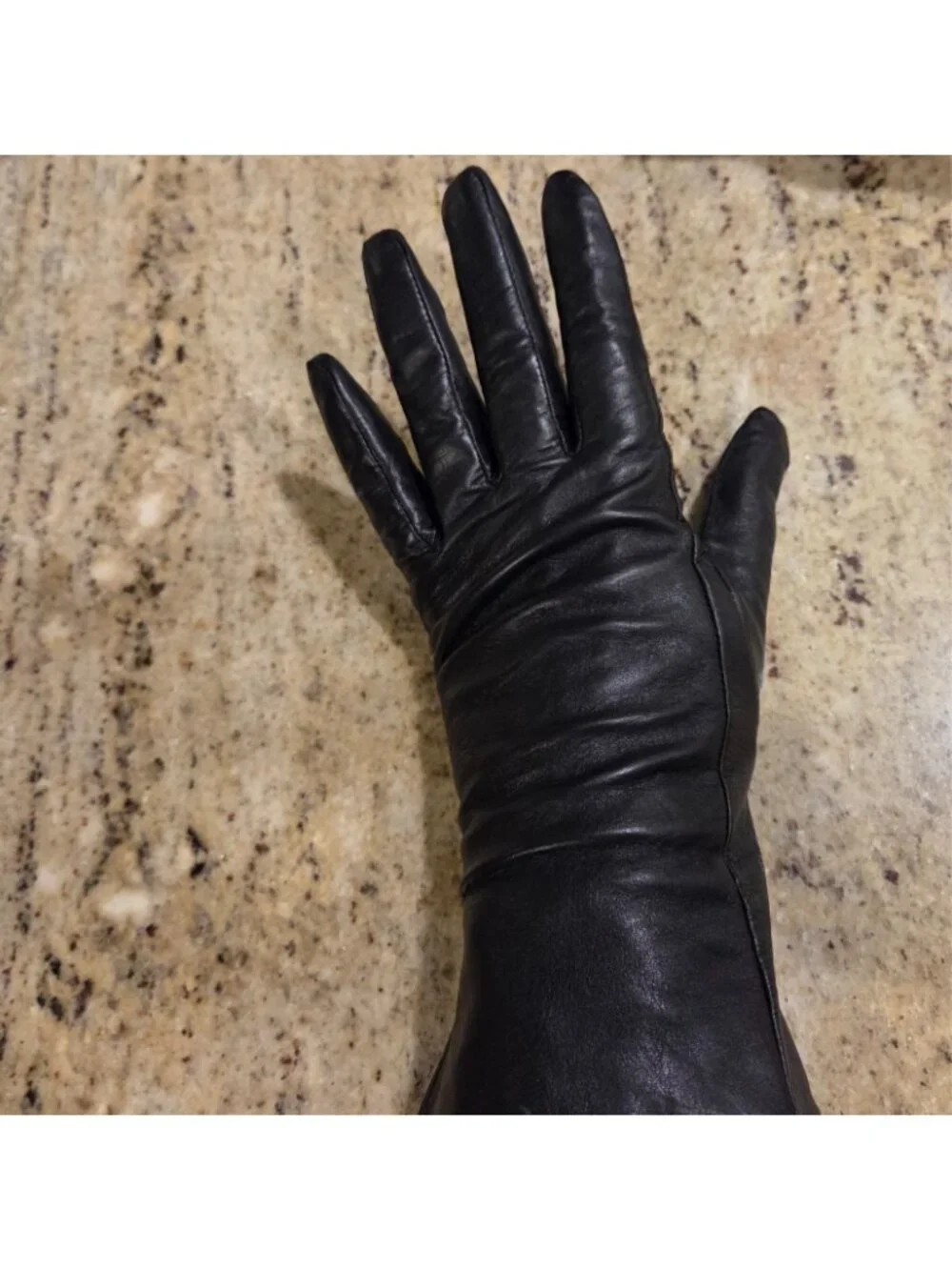 Merona Women's M/L Black Soft Leather Gloves Animal Print Lined